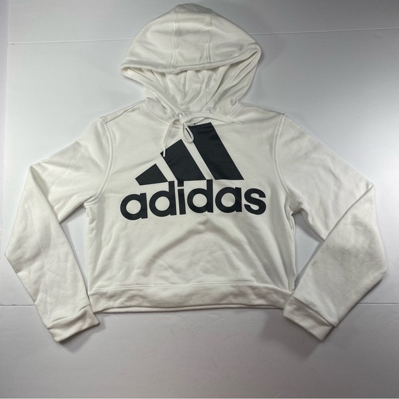 ADIDAS Hoodie/ Sweatshirt White   with Black Logo Women’s Size Small - Picture 1 of 12